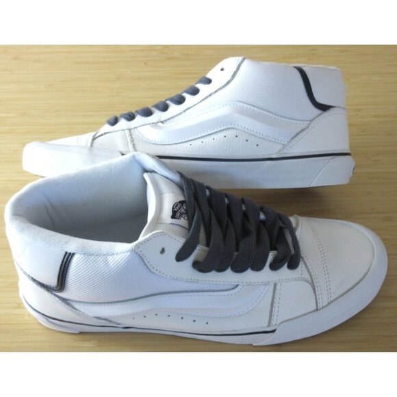 Vans Mens Knu Skool Utility Lace White Mid Suede Nylon Skate Shoes sizes NIB - Picture 1 of 5